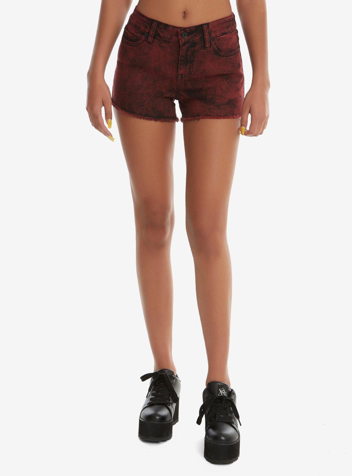 Blackheart Red Wash Low Rise Shorts, RED, hi-res