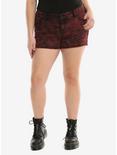Blackheart Red Wash Low Rise Shorts Plus Size, RED, hi-res