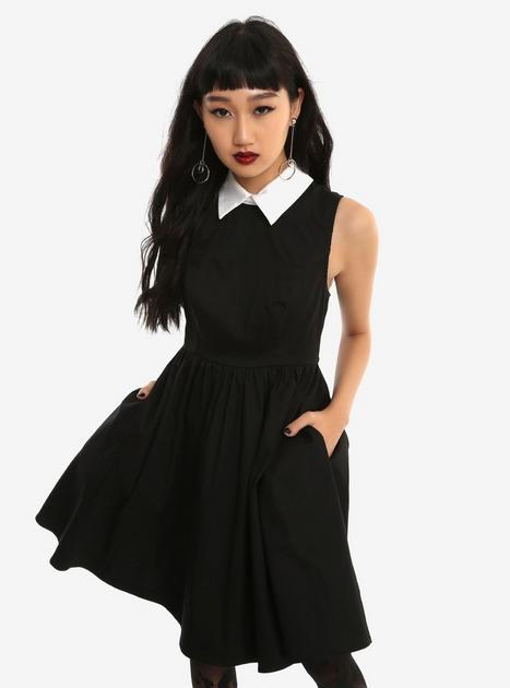 White collared hotsell black dress