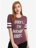 Sorry I'm Awkward Girls Athletic T-Shirt, BURGUNDY, hi-res