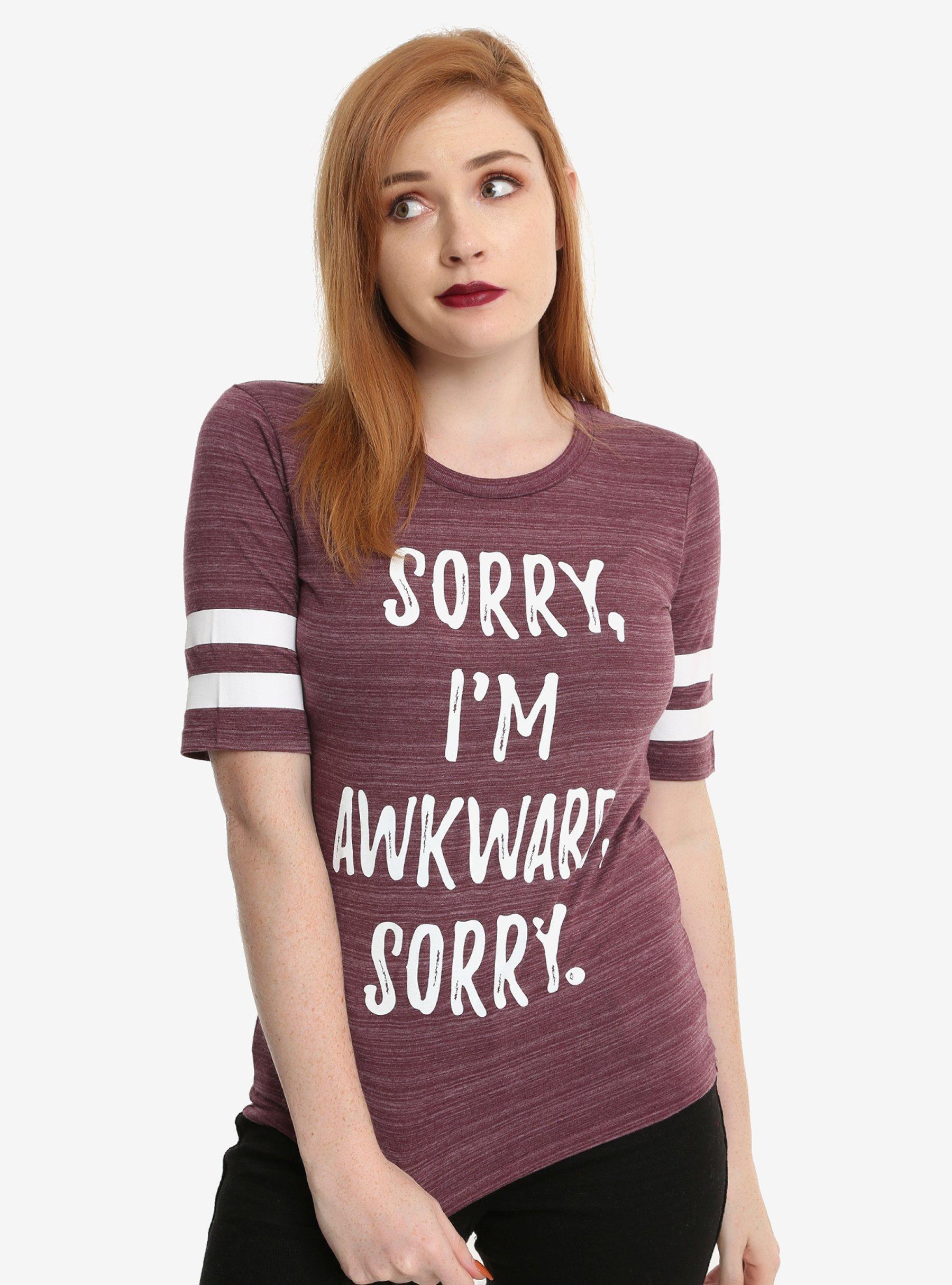 Sorry I'm Awkward Girls Athletic T-Shirt, BURGUNDY, hi-res
