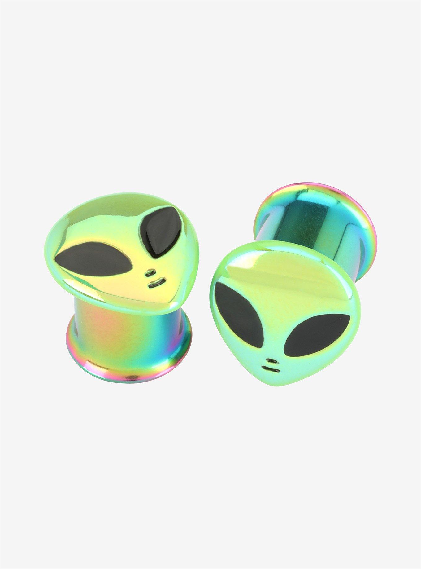 Steel Anodized Green Alien Single Flare Plug 2 Pack, MULTI, hi-res