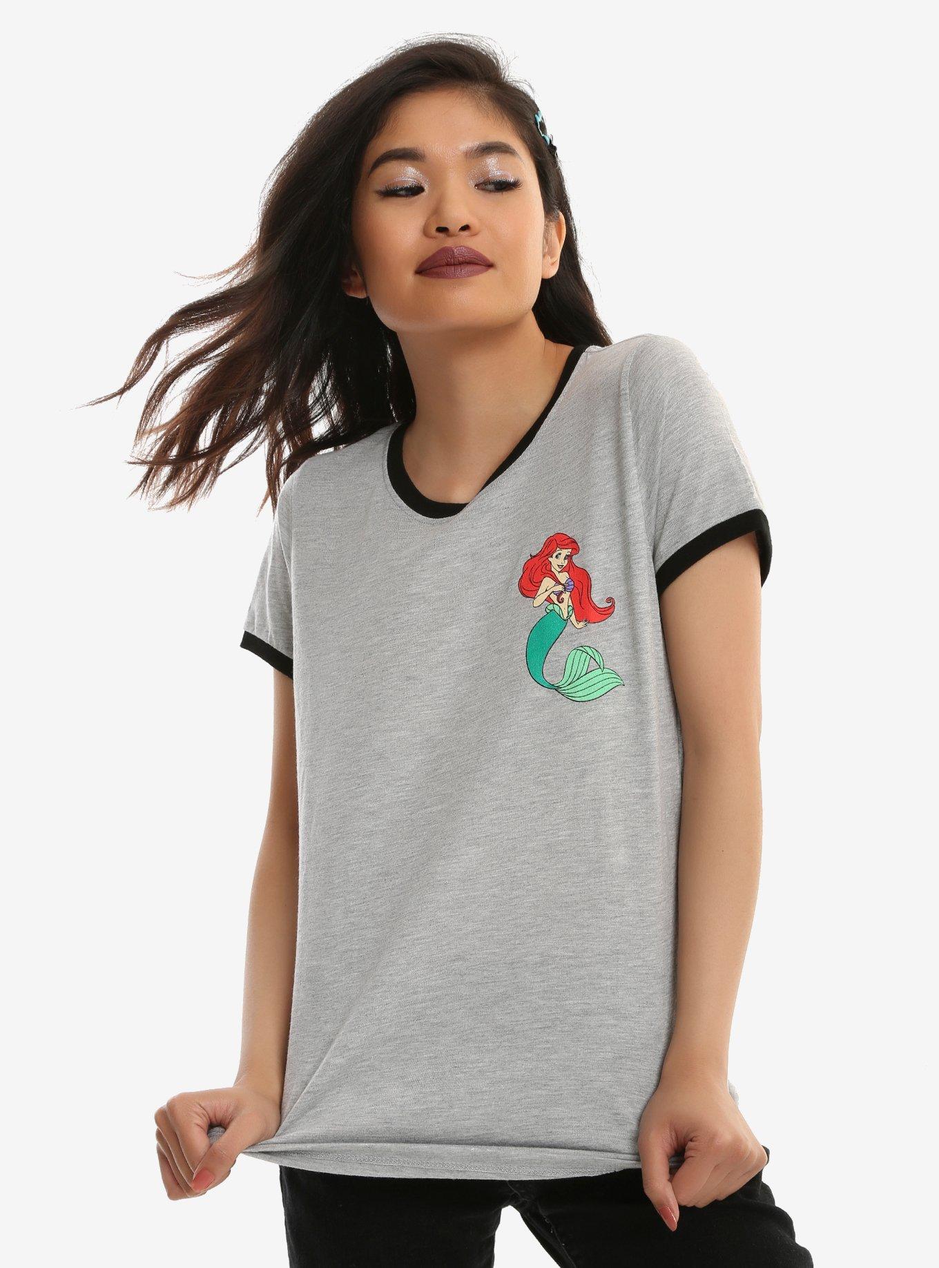 Disney The Little Mermaid Ariel Girls Ringer T-Shirt, GREY, hi-res