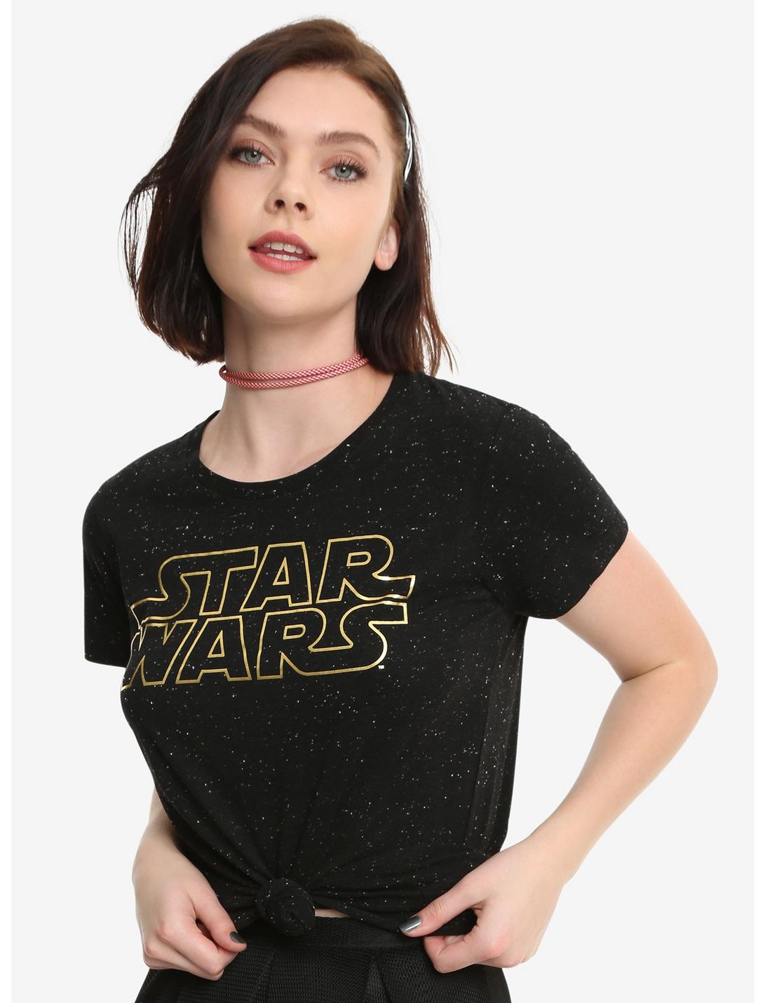 Star Wars Gold Logo Girls T-Shirt, BLACK, hi-res