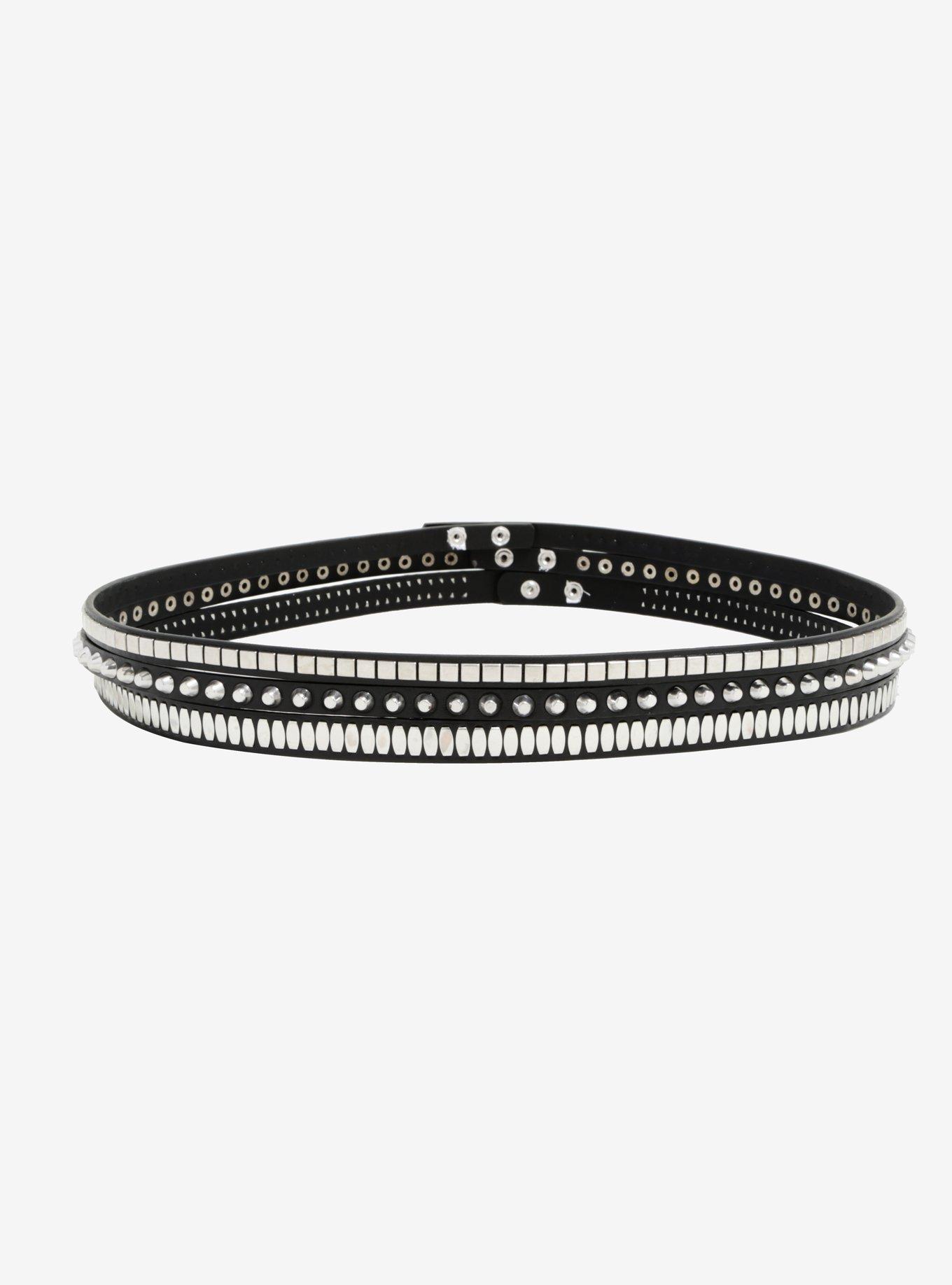 Studded Belt Set, BLACK, hi-res