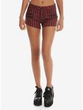Blackheart Black & Red Striped Low Rise Shorts, RED, hi-res