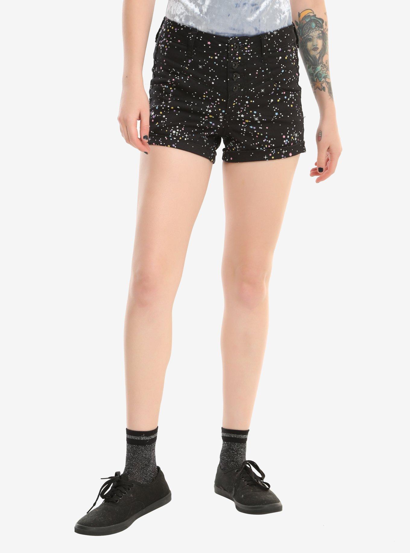 Blackheart Pastel Stars V-Stitch Shorts, BLACK, hi-res