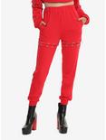Silver O-Ring Red Girls Jogger Pants, RED, hi-res
