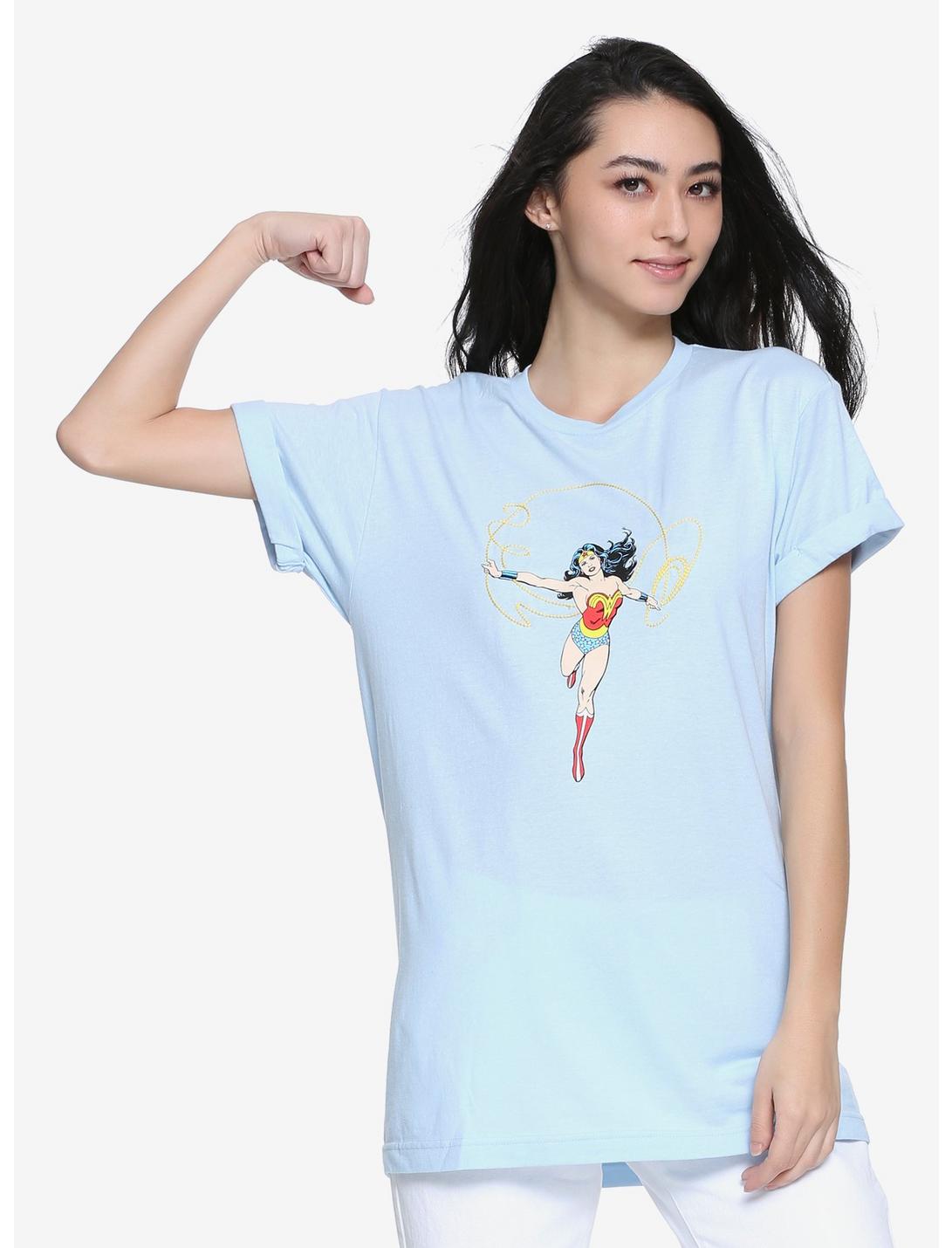 DC Comics Wonder Woman Embroidered Lasso Womens Tee - BoxLunch Exclusive, BLUE, hi-res