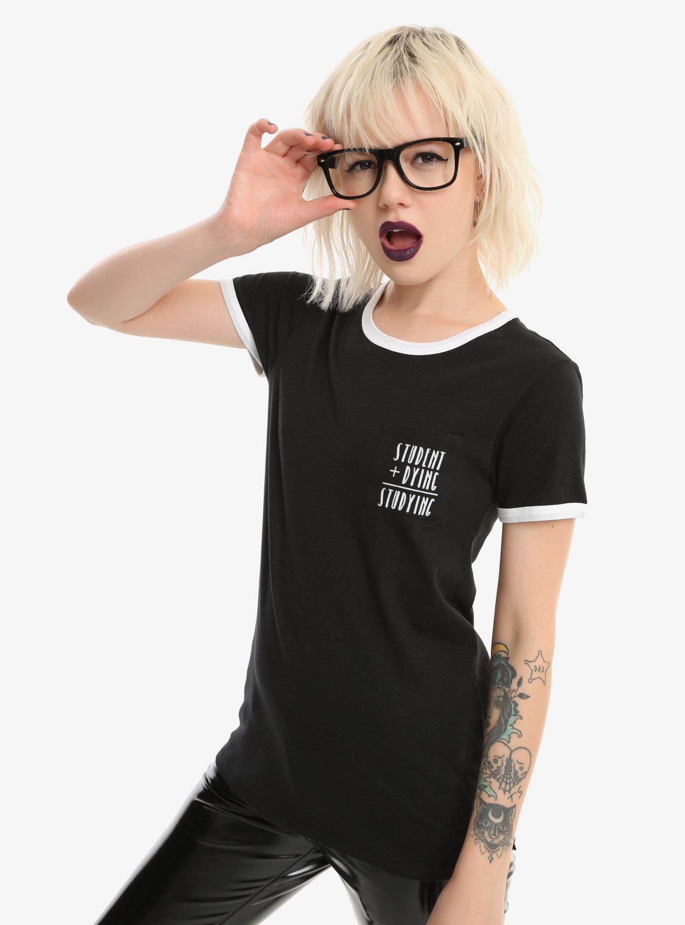 Student Plus Dying Girls Ringer T-Shirt, BLACK, hi-res