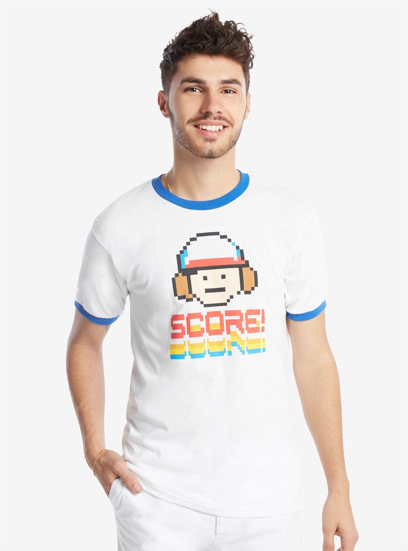 Stranger Things Dustin Pixel Ringer T-Shirt, WHITE, hi-res