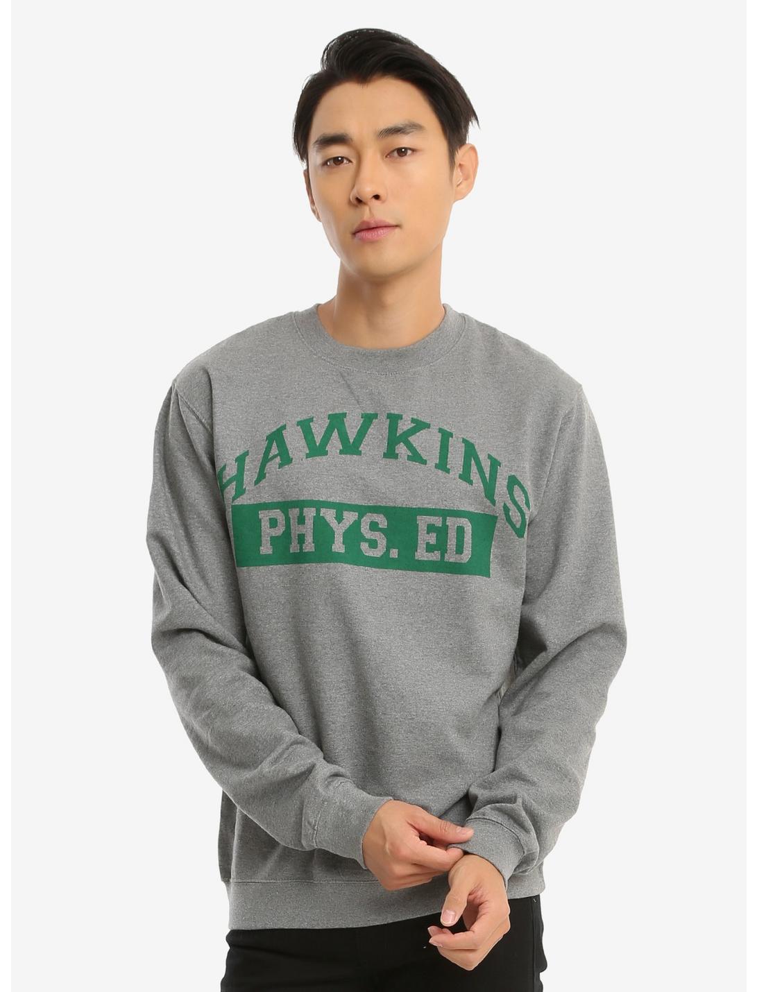 Plus Size Stranger Things Hawkins Sweatshirt - BoxLunch Exclusive, GREY, hi-res