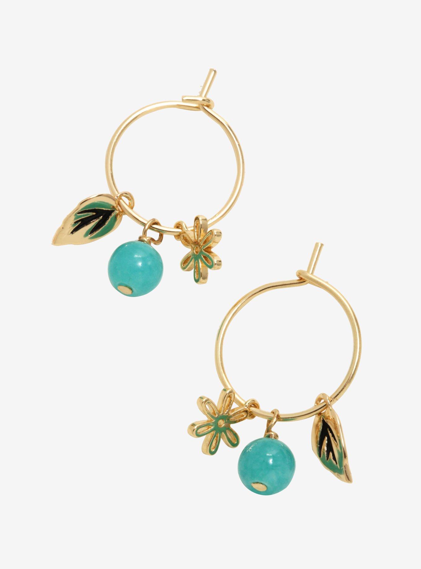 Disney Pixar Coco Leaf Charm Hoop Earrings - BoxLunch Exclusive, , hi-res