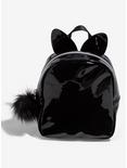 Black Patent Faux Leather Cat Mini Backpack, , hi-res