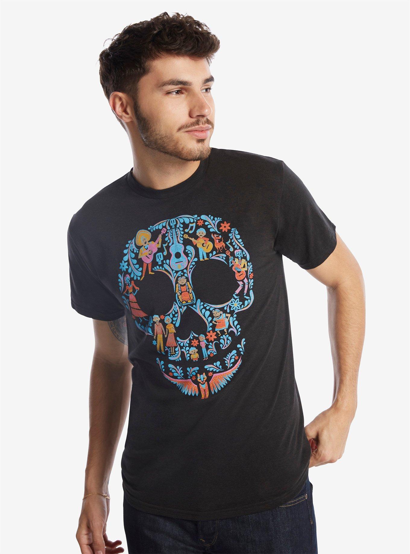 Disney Pixar Coco Family Skull T-Shirt - BoxLunch Exclusive, BLACK, hi-res