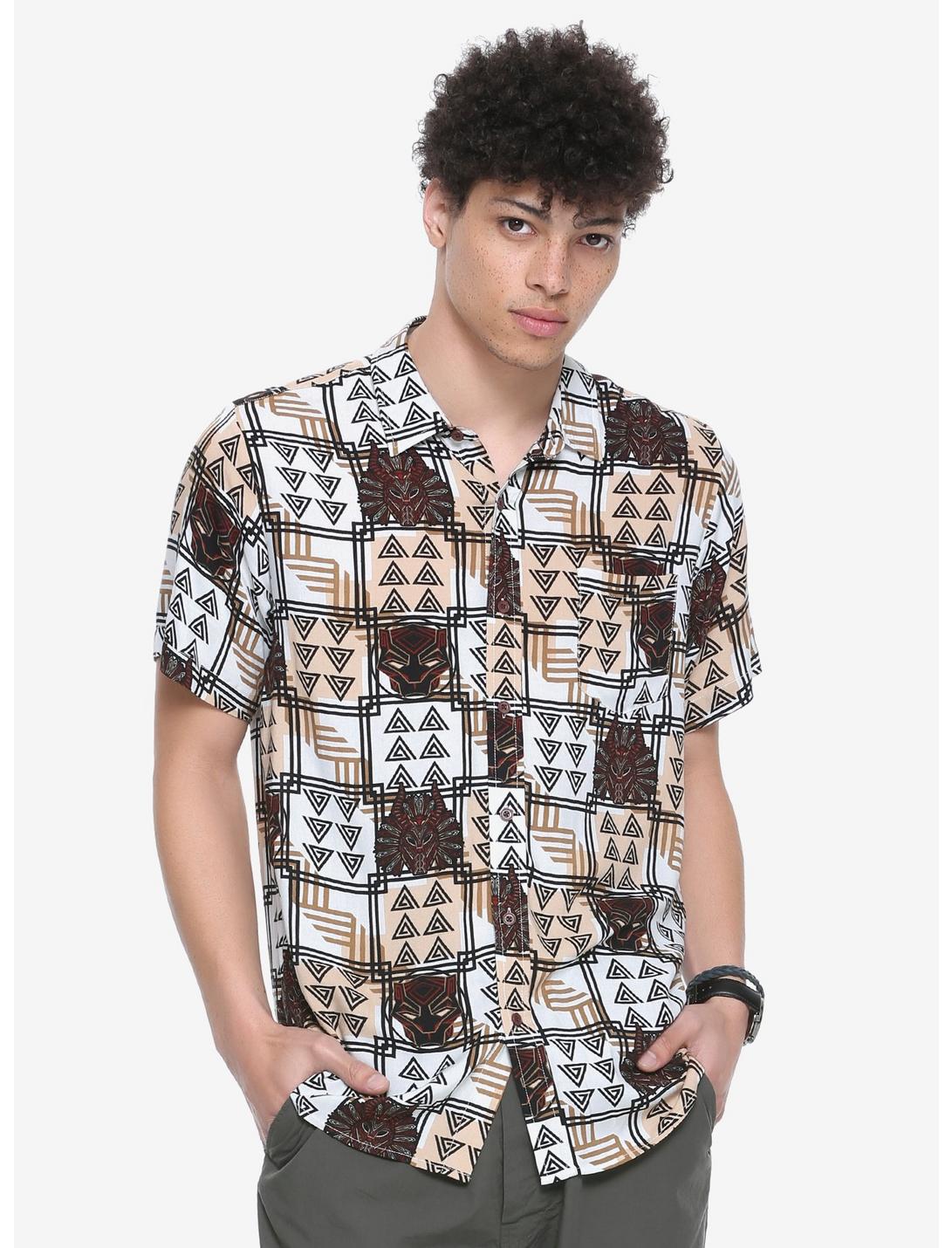 Marvel Black Panther Woven Button-Up - BoxLunch Exclusive, BROWN, hi-res