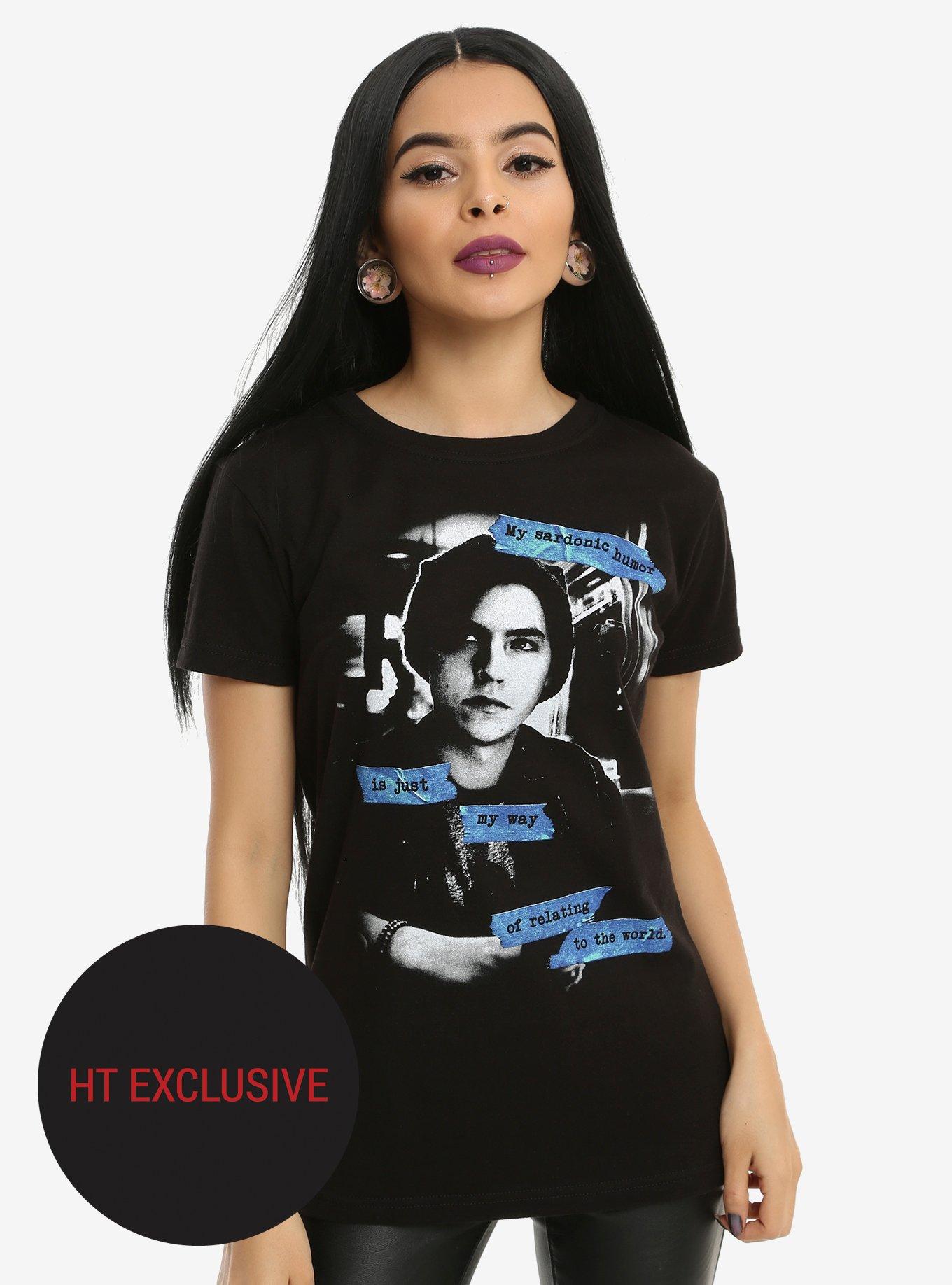 Riverdale Jughead Sardonic Humor Girls T-Shirt Hot Topic Exclusive, BLACK, hi-res