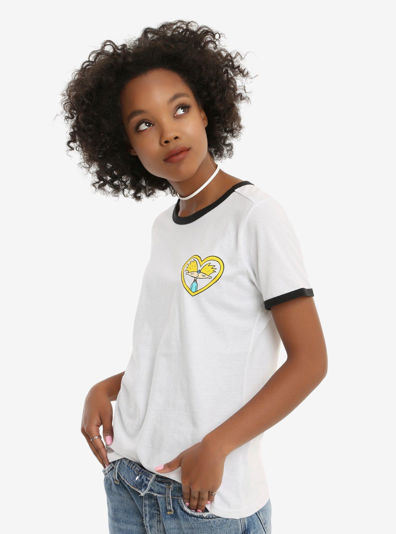 Hey Arnold! Helga's Locket Girls Ringer T-Shirt, WHITE, hi-res