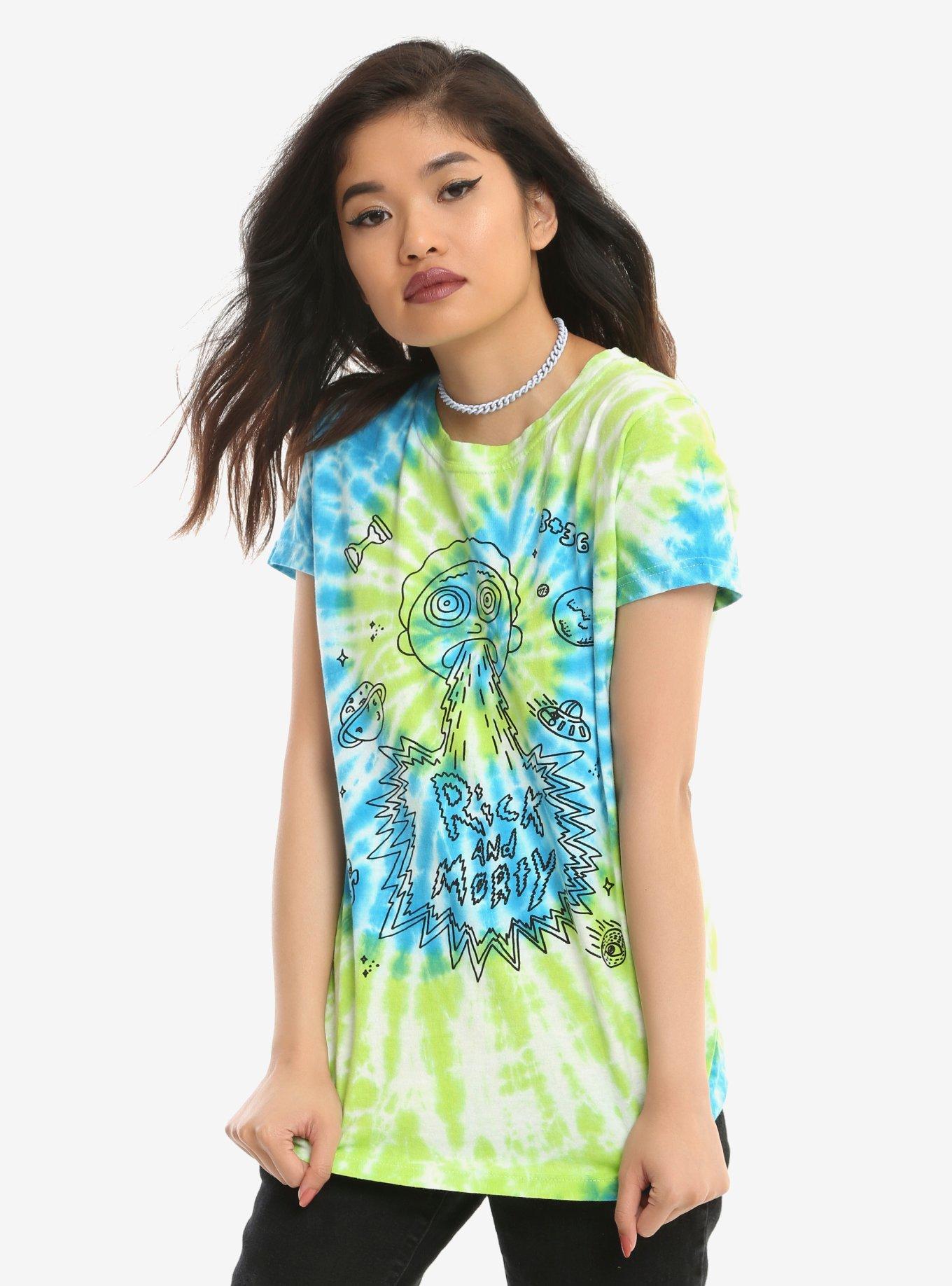 Rick And Morty Green & Blue Tie-Dye Girls T-Shirt, TIE DYE, hi-res