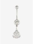 14G Steel Clear CZ Wrapped Drop Navel Barbell, , hi-res