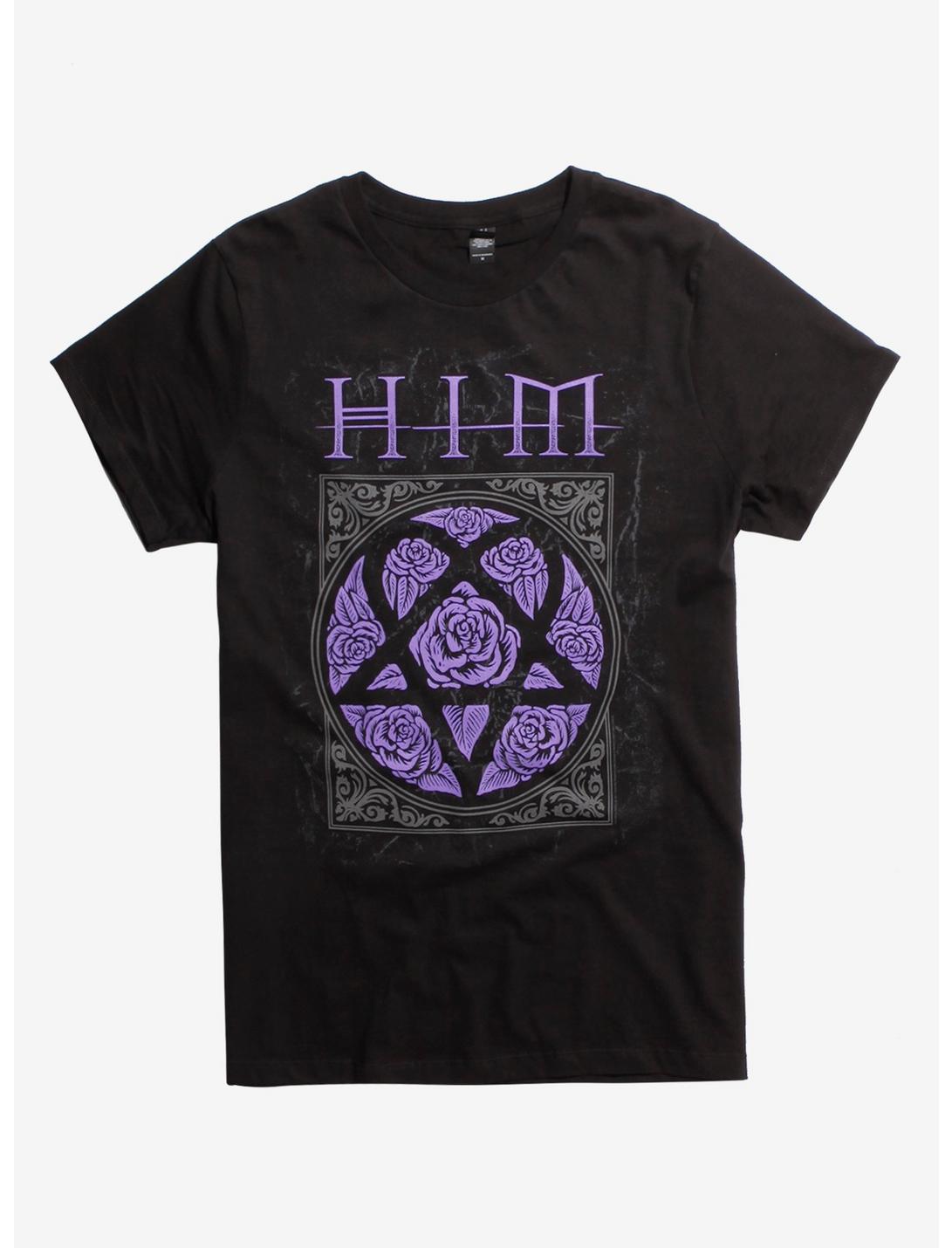 HIM Purple Roses Logo T-Shirt, BLACK, hi-res