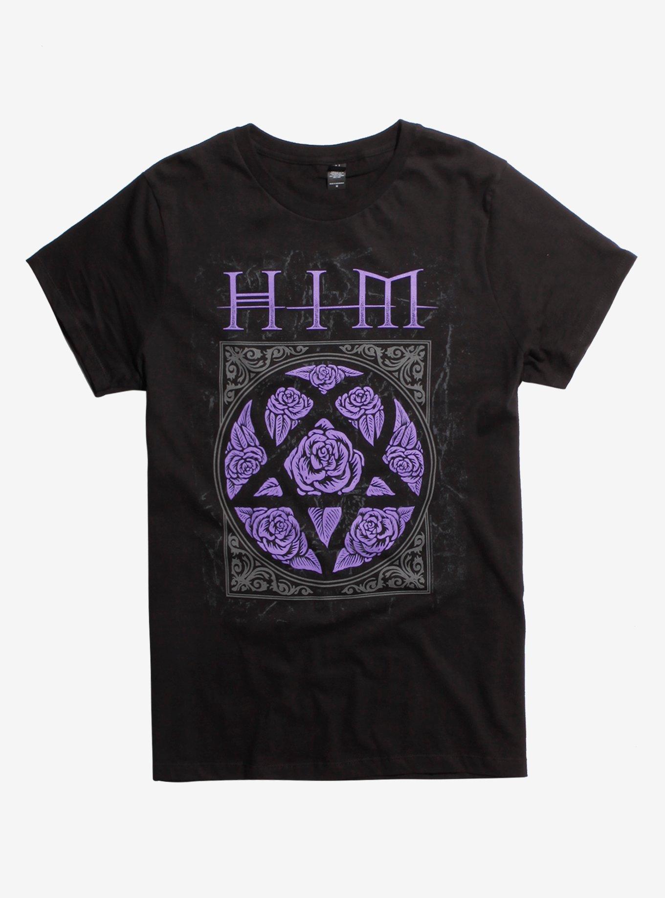 HIM Purple Roses Logo T-Shirt, BLACK, hi-res