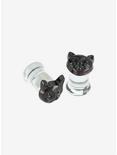 Glass Black Cat Face Plugs 2 Pack, BLACK, hi-res
