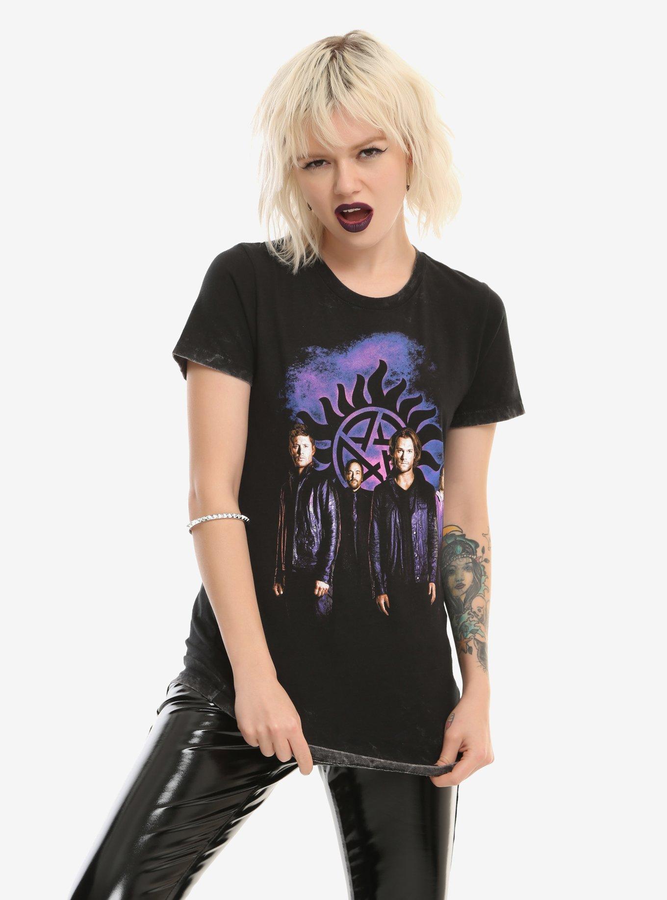 Supernatural Galaxy Black Wash Girls T-Shirt, BLACK, hi-res