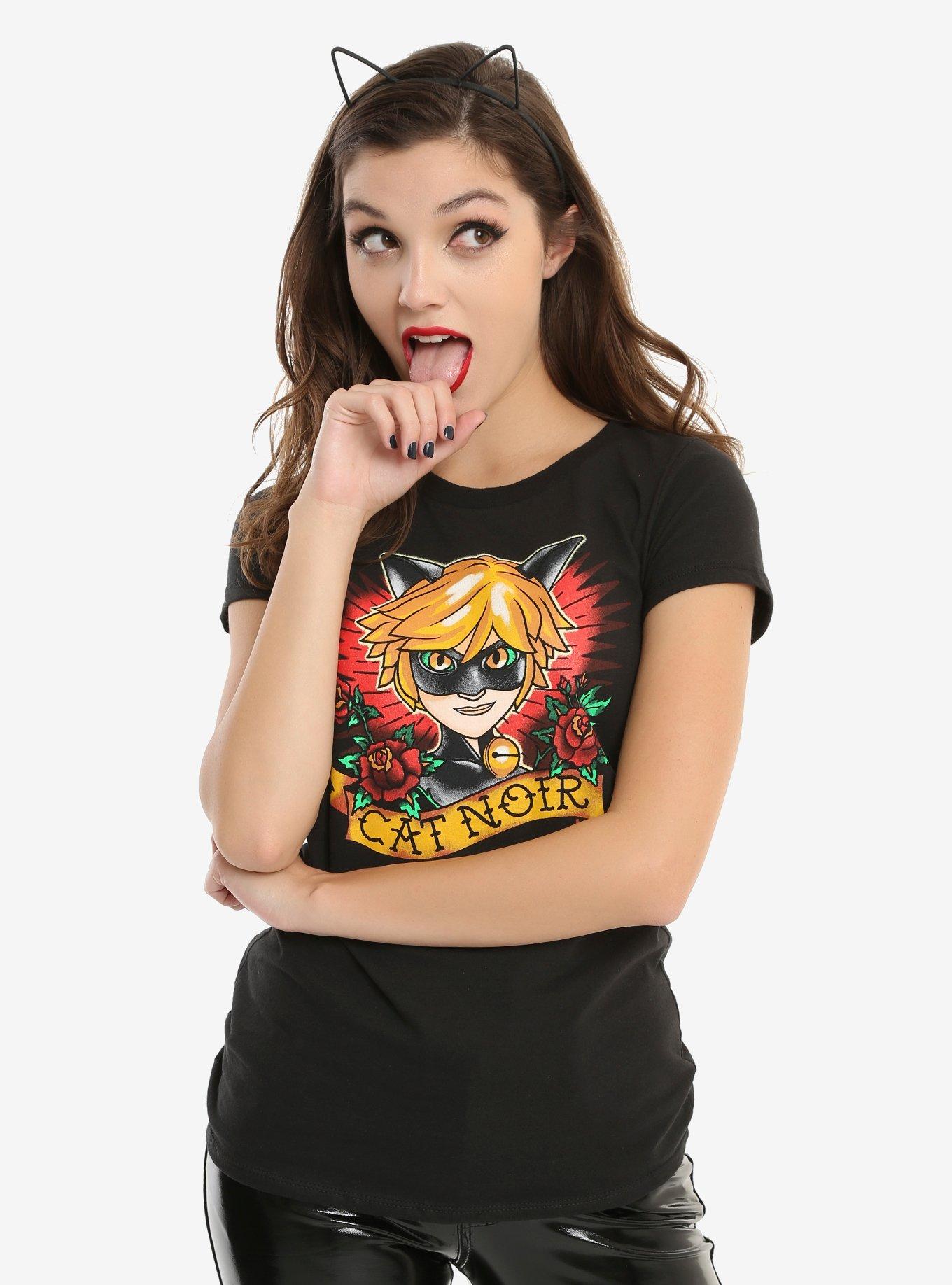 Miraculous: Tales Of Ladybug & Cat Noir Tattoo Girls T-Shirt, BLACK, hi-res