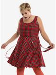 Tripp Red Plaid Suspender Dress Plus Size, RED, hi-res