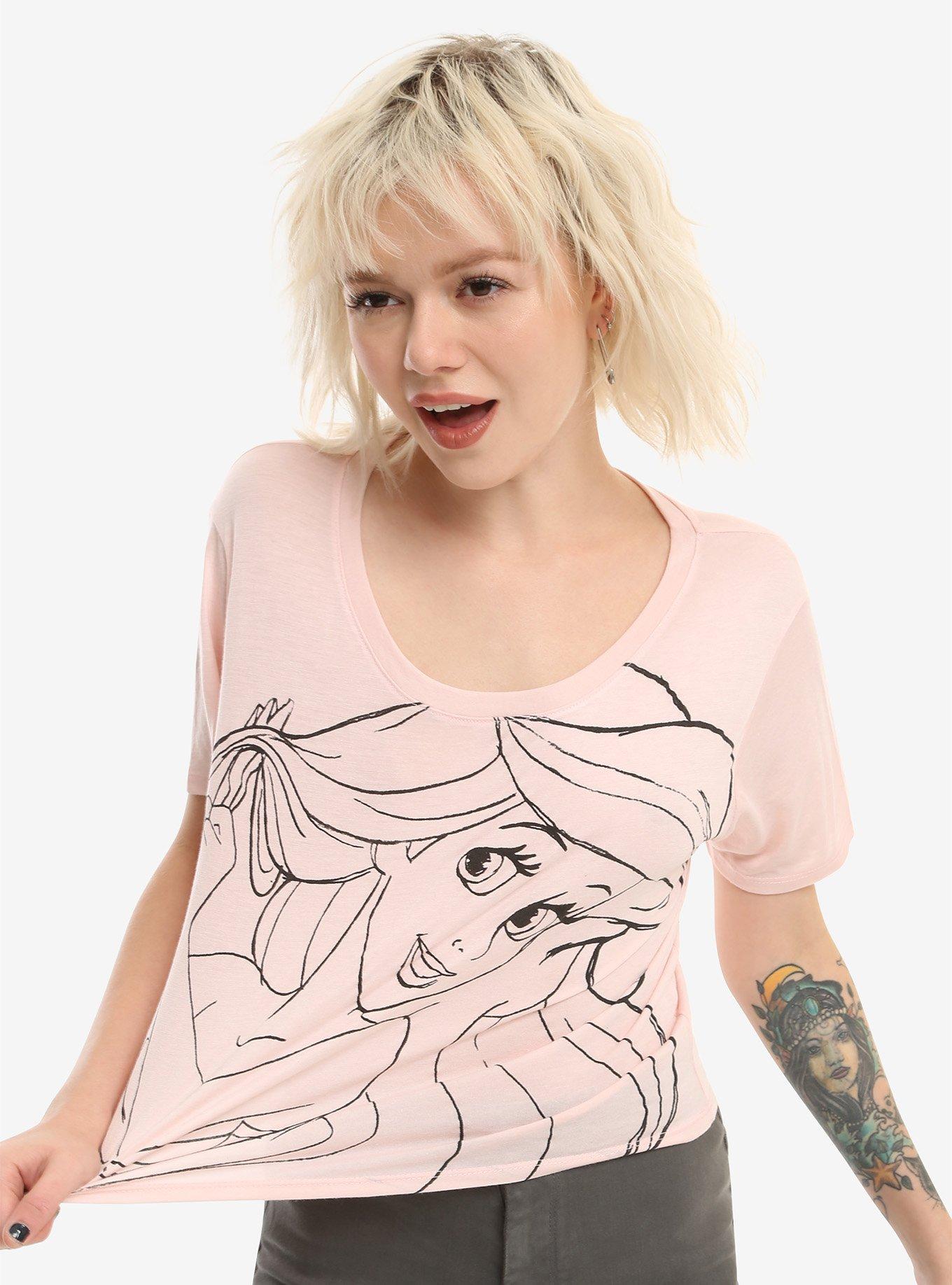 Disney The Little Mermaid Ariel Line Art Girls Crop T Shirt Hot Topic