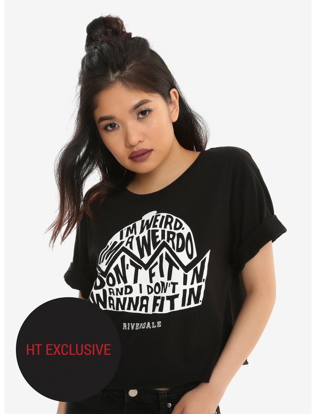 Riverdale Jughead Weirdo Girls Crop T-Shirt Hot Topic Exclusive, BLACK, hi-res