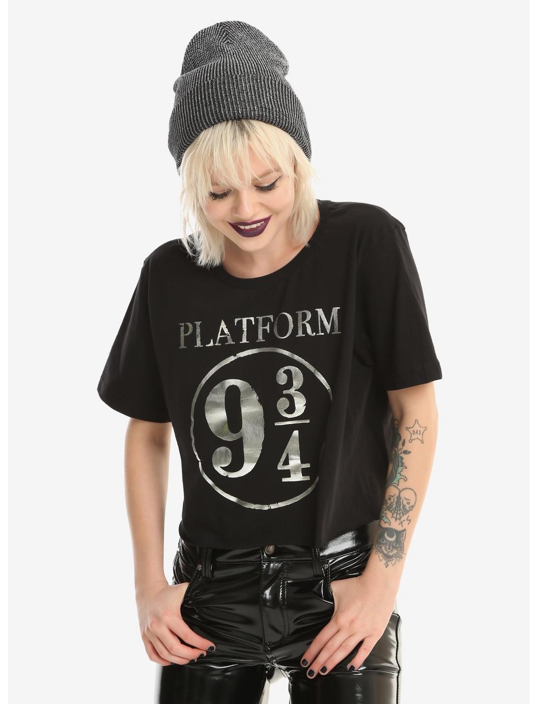 Harry Potter Platform 9 3/4 Girls Crop T-Shirt, BLACK, hi-res