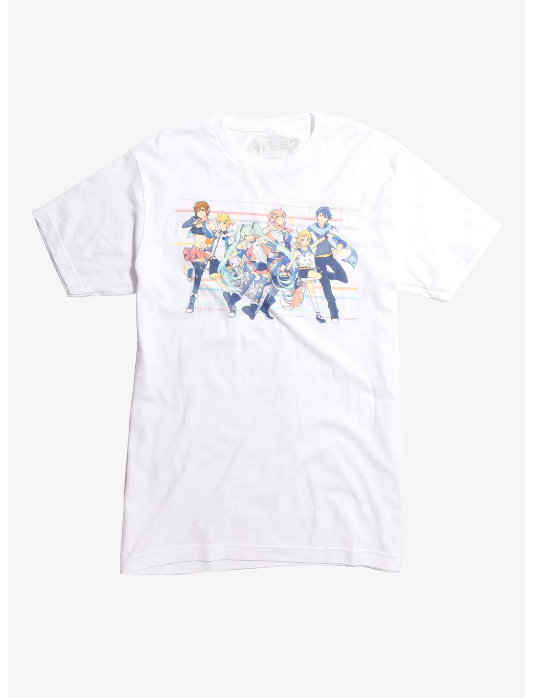 Hatsune Miku Rainbowlines Group T-Shirt, WHITE, hi-res