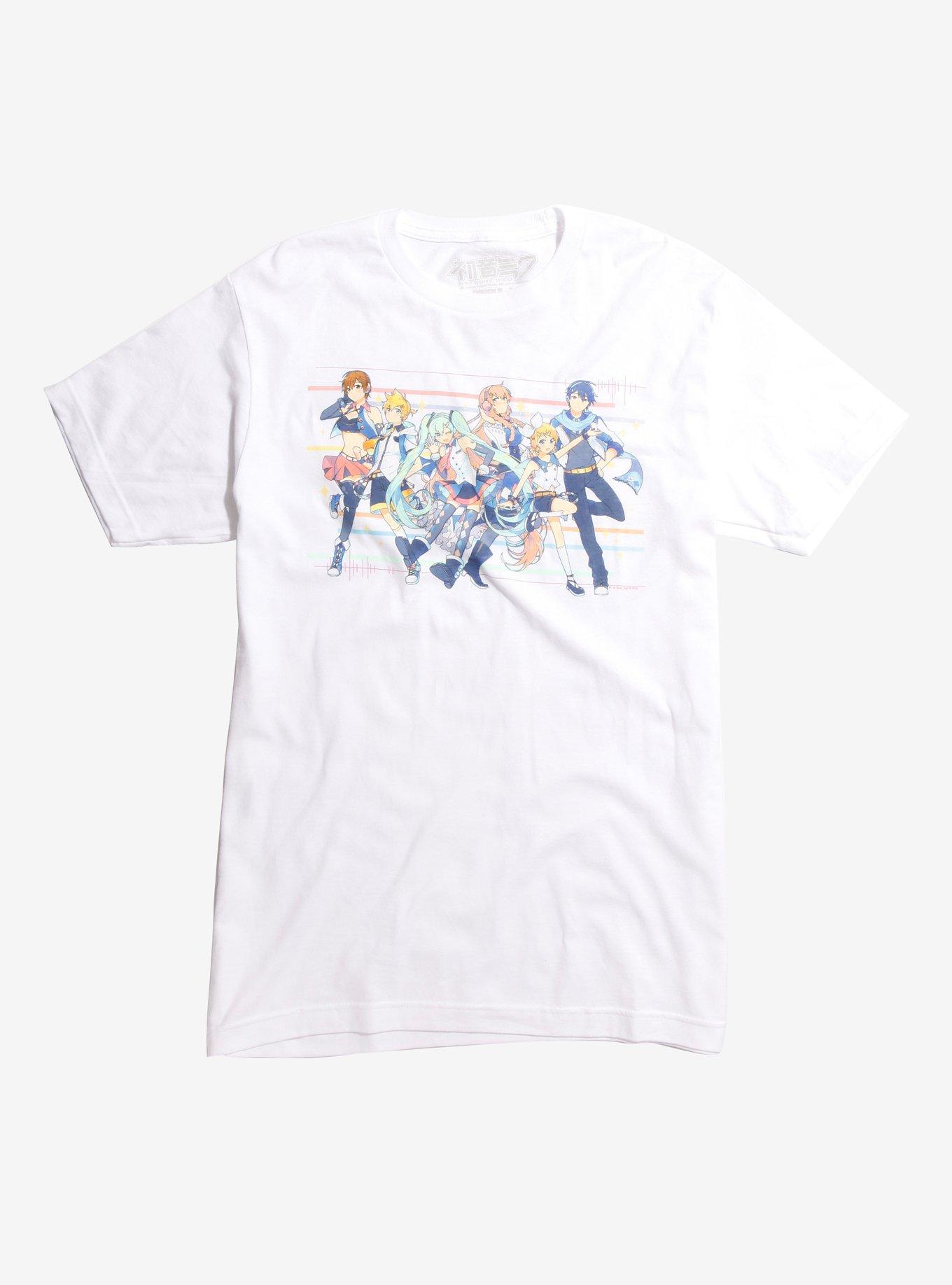 Hatsune Miku Rainbowlines Group T-Shirt, WHITE, hi-res