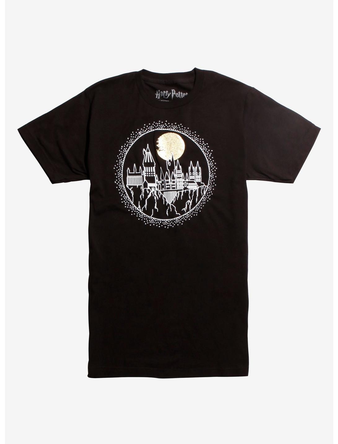 Harry Potter Hogwarts Gold Moon T-Shirt, BLACK, hi-res