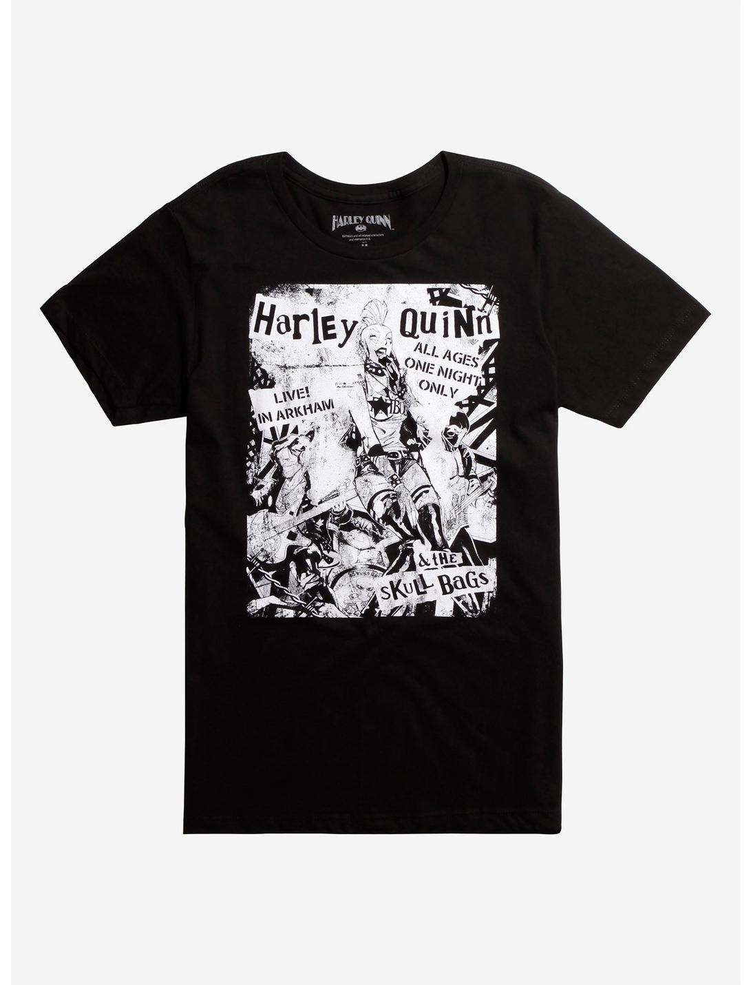 DC Comics Harley Quinn & The Skull Bags Punk Flyer T-Shirt, BLACK, hi-res