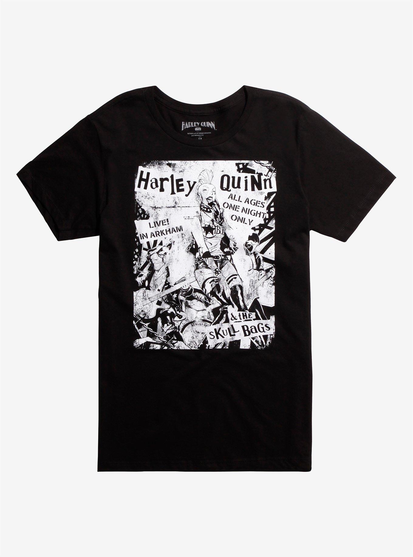 DC Comics Harley Quinn & The Skull Bags Punk Flyer T-Shirt, BLACK, hi-res