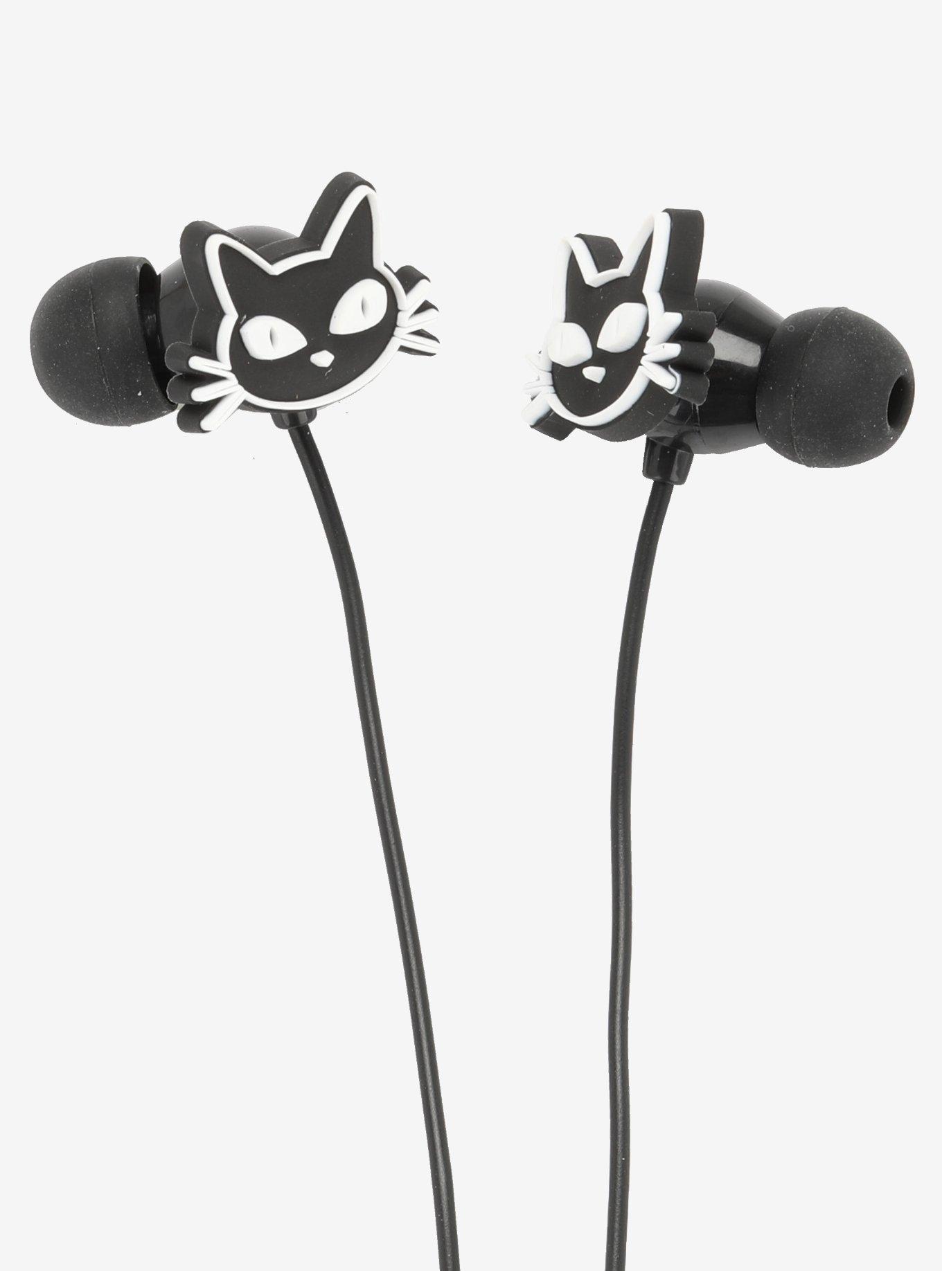 Black Cat Head Silicone Earbuds, , hi-res