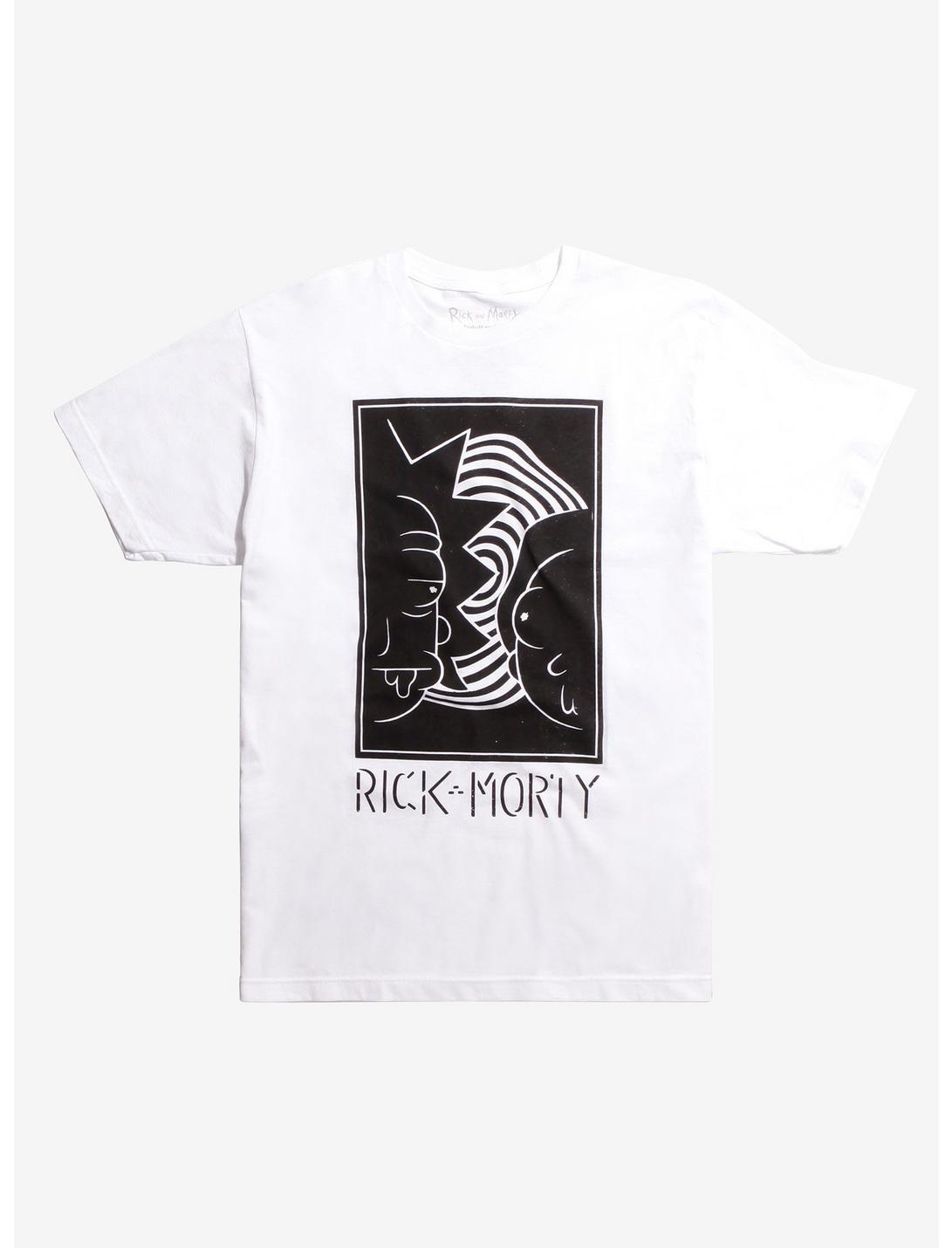 Rick And Morty Black & White Faces T-Shirt, WHITE, hi-res