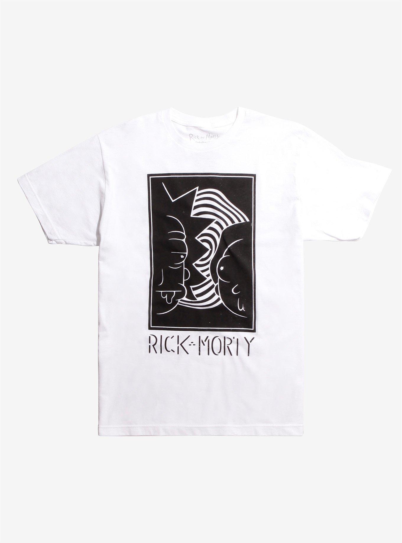 Rick And Morty Black & White Faces T-Shirt, WHITE, hi-res