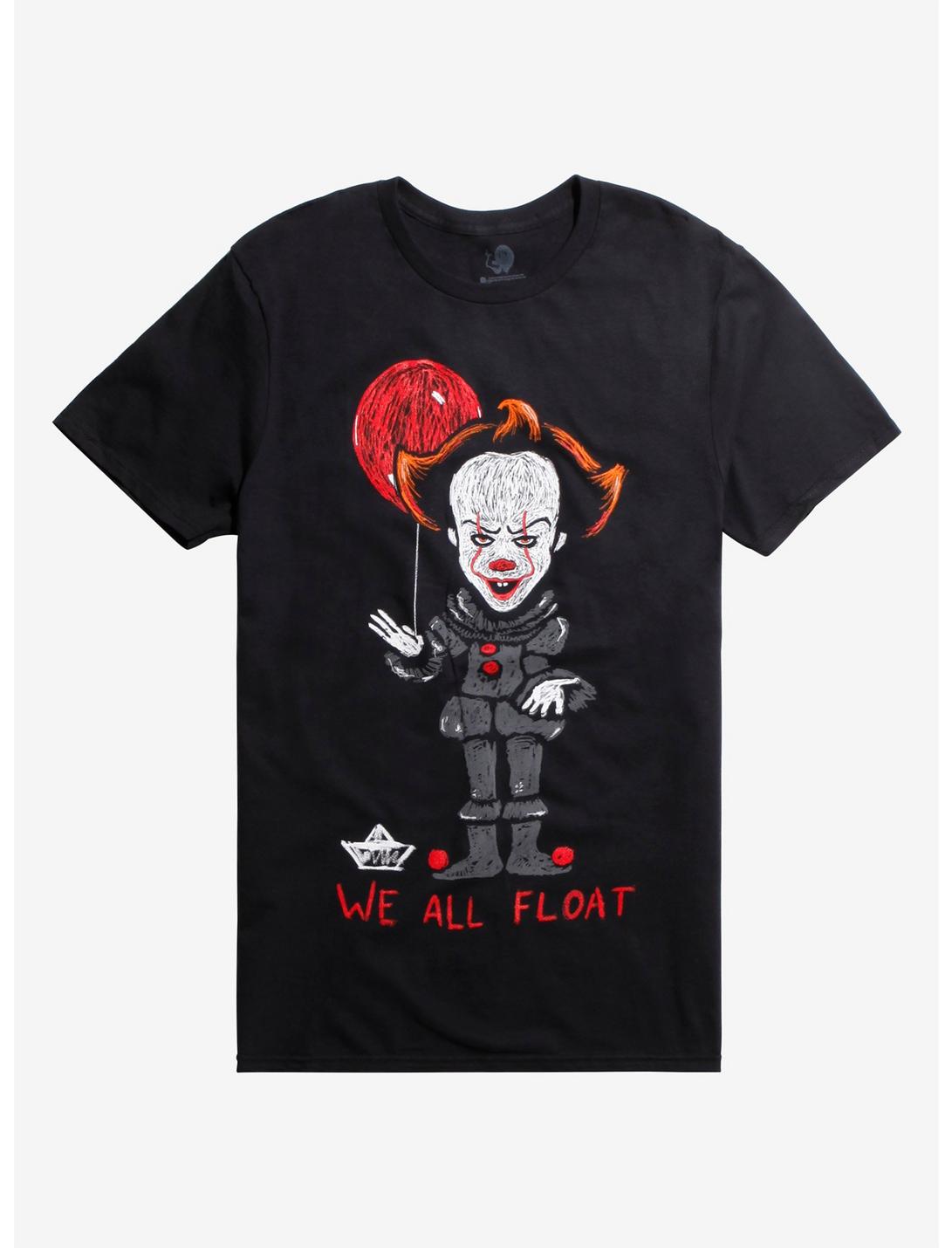 It Pennywise We All Float Crayon Sketch T-Shirt Hot Topic Exclusive, BLACK, hi-res