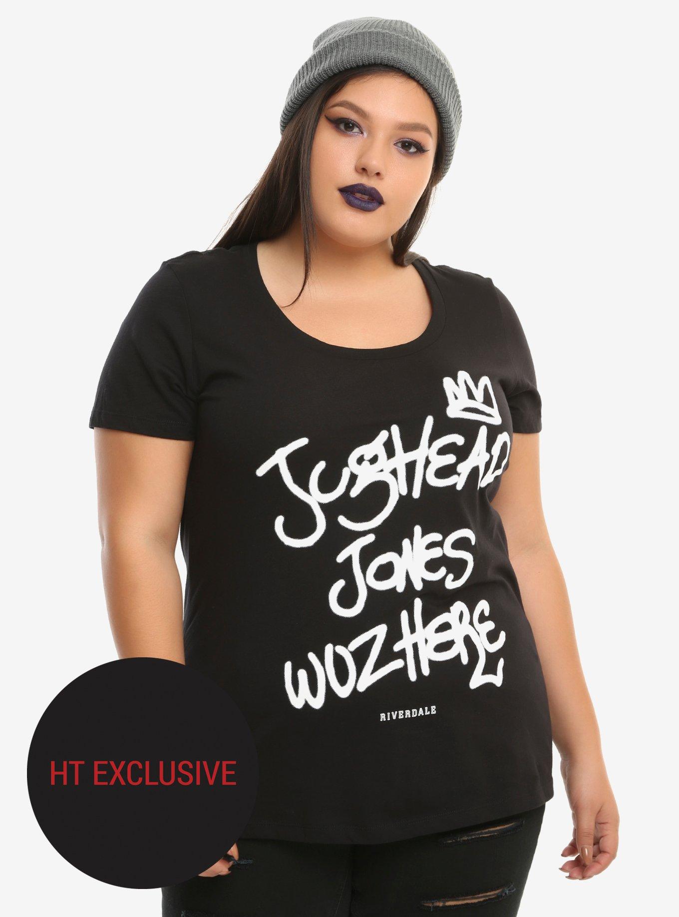 Riverdale Jughead Wuz Here Girls T-Shirt Plus Size Hot Topic Exclusive, BLACK, hi-res