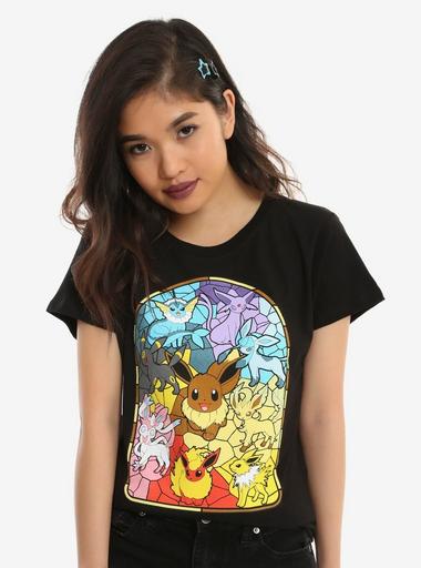 Hot Topic Pokemon Eevee Evolution Tarot Card T-Shirt Multicolor