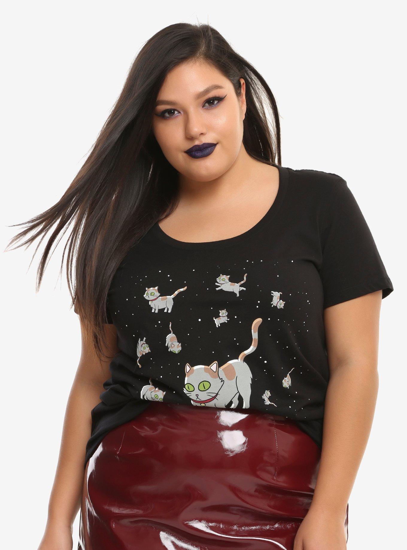Rick And Morty Void Cats Girls T-Shirt Plus Size, BLACK, hi-res