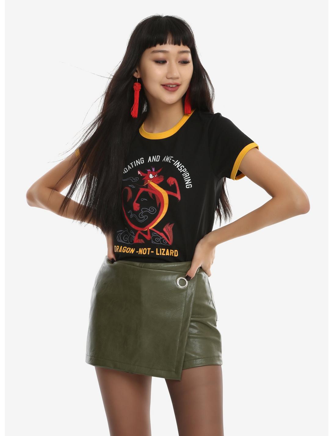 Disney Mulan Fighting Mushu Girls Ringer T-Shirt, BLACK, hi-res