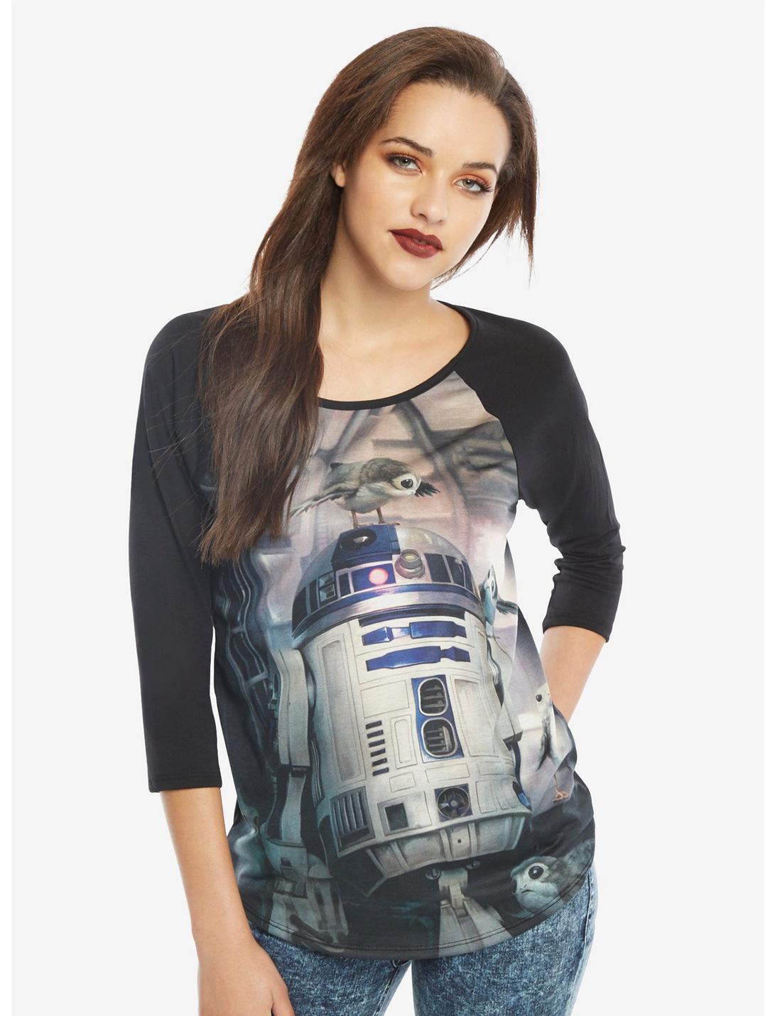 Her Universe Star Wars: The Last Jedi R2-D2 & Porgs Girls Raglan | Hot ...
