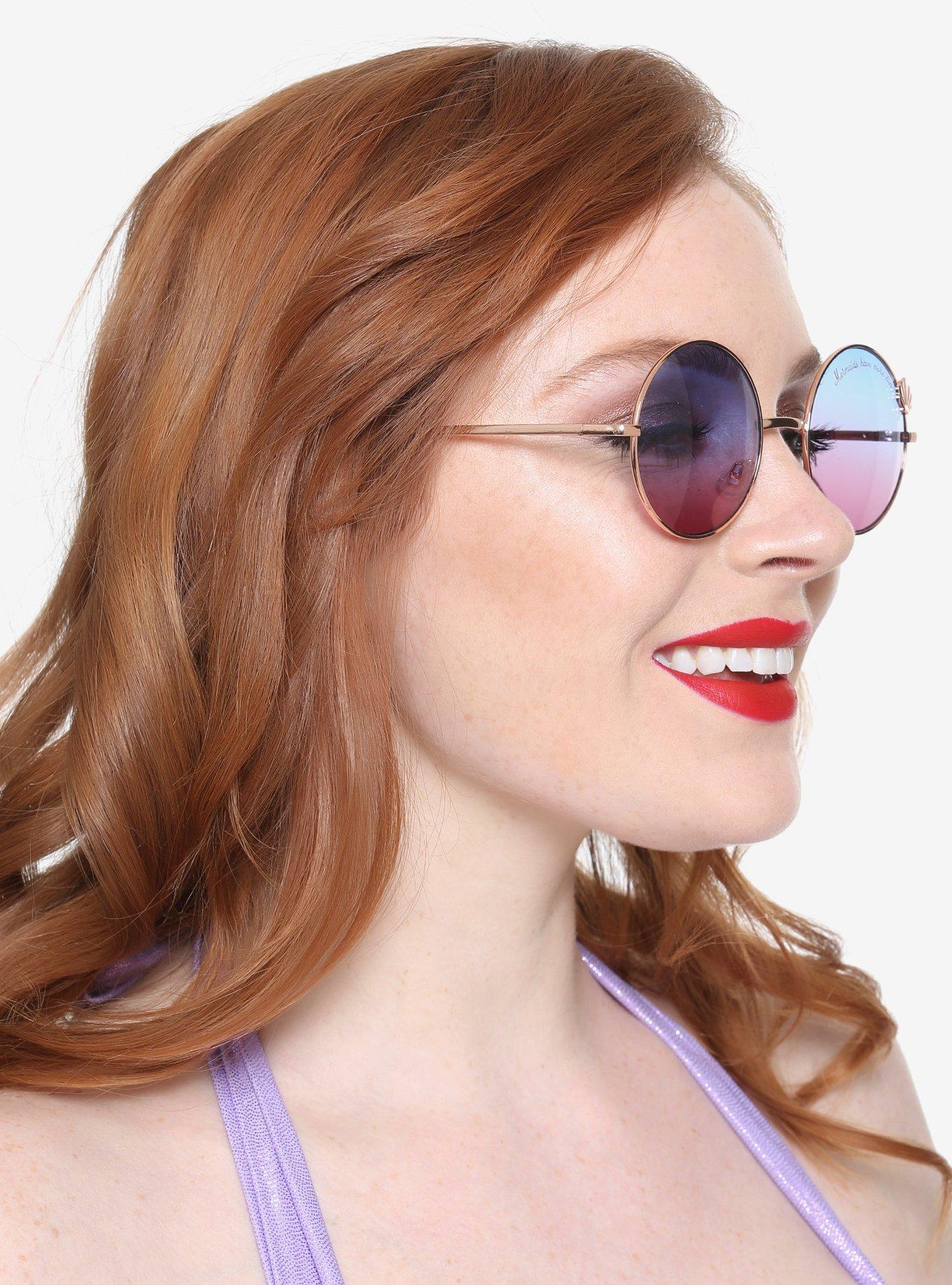 Rose Gold Mermaid Frame Gradient Lens Round Sunglasses, , hi-res