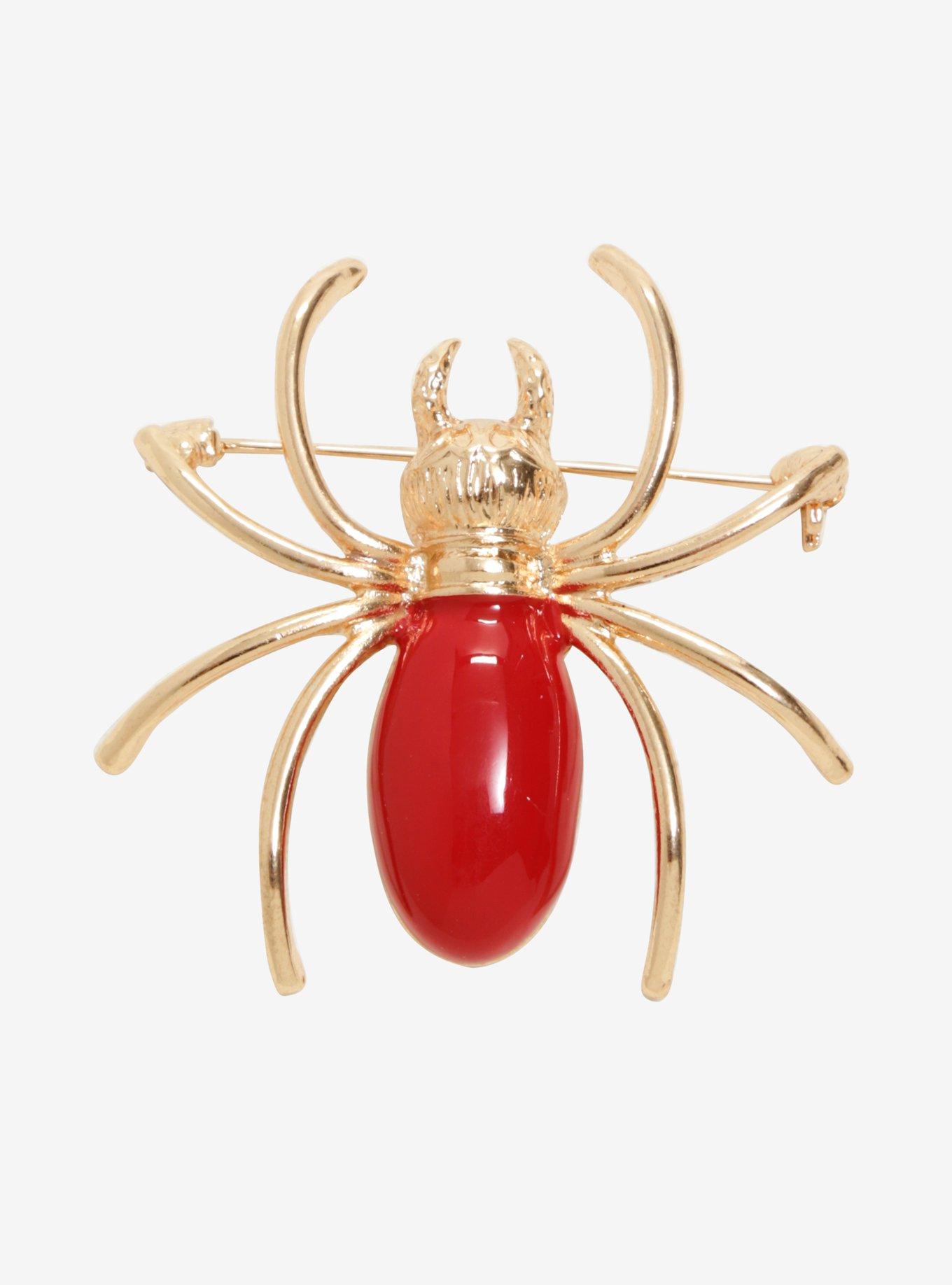 Gold & Red Spider Pin