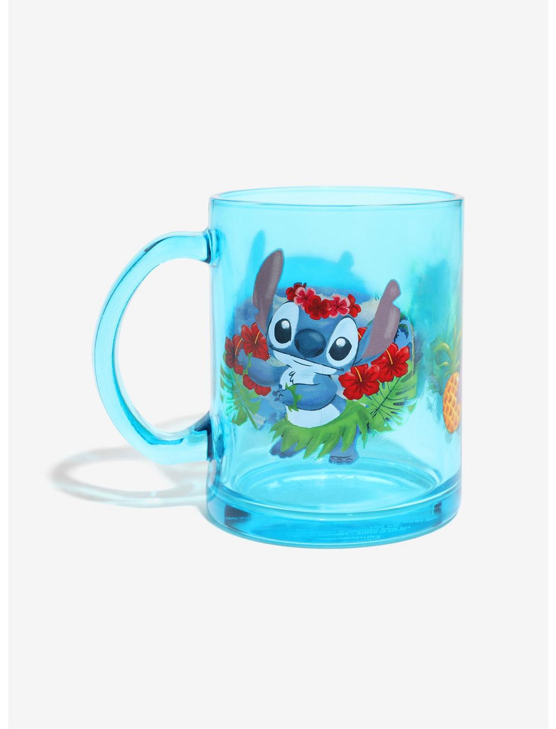 Disney Lilo & Stitch Mug Cup Fuzzy Pattern Glass Cute Lunch Bento Japan New I